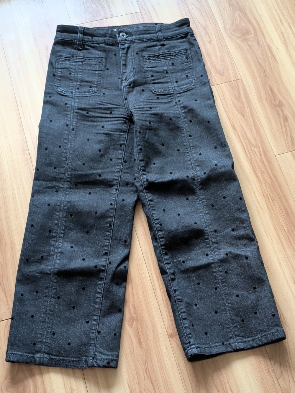 Pilcro and the Letterpress Black Cropped Jeans with Maroon Stitching